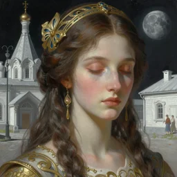 A close up futuristic portrait on the street of Russian sleeping quarters on the moon, Norilsk, sci-fi, fantasy, intricate, very very beautiful, elegant, highly detailed, digital painting, artstation, concept art, smooth, sharp focus, illustration, art by artgerm and greg rutkowski and alphonse mucha