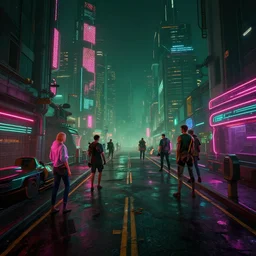 photo environement cyberpunk road : 4, 4 k rtx hdr volume light concept studio matte painting environement digital illustration style cyberpunk 2 0 7 7 artstation artur tarnowski, mihai muscan, marcin tomalak, marta leydy, marcin stepien, charlotte hughes, zuzanna dabrowa neon bioluminiscence