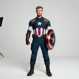 chris hemsworth cosplaying as captain america, dragoncon, flash photography, wide angle