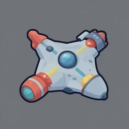 flat color style two dimensional science fiction spacecraft propulsion module shape. inkscape, illustrator, vector graphics, 2 d game, topdown, orthographic perspective.