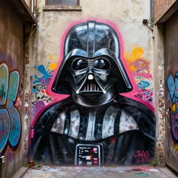 darth vader graffiti art in inner city alley