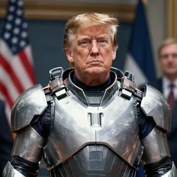 a highly detailed photograph of donald trump in master chief's armour, photorealistic, 4 k, wallpaper, lifelike, highly detailed, movie scene
