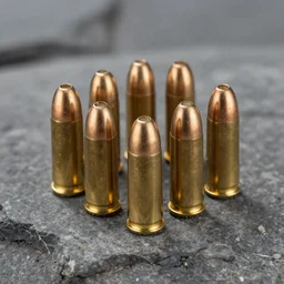 5. 5 6 nato cartridge sitting on a rock