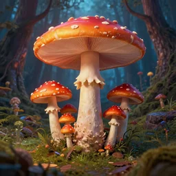 the magical mushroom forest, intricate artwork by artgerm, greg rutkowski, and kilian eng, symmetrical digital illustration, hyper detailed, super sharp, crisp, smooth, vibrant colors smooth gradients, depth of field, aperture f 1. 2