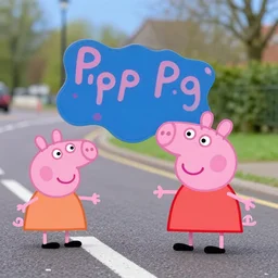 peppa pig blocking a road for insulate britain