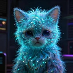 one singular portrait of a sad bioluminescent furry creature, cyberpunk, highly detailed, digital painting, cinematic, hyper realism, dark retrowave, art by stanley lau and artgerm and magali villeneuve and alphonse mucha, artstation, octane render, cgsociety