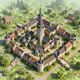 top down view of a medieval city