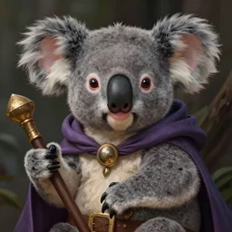 a detailed portrait of a koala wizard, by justin gerard and greg rutkowski, digital art, realistic painting, dnd, character design, trending on artstation