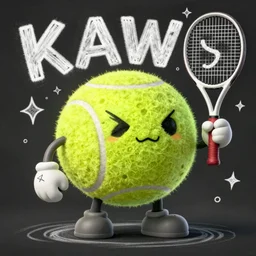 a tennis ball monster ,tennis ball,kaws ,chalk digital art, fantasy, magic, trending on artstation, ultra detailed, professional illustration by Basil Gogos