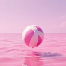 shot of a ball made of dripping tropical water floating over the horizon of a beautiful pink ocean, alien planet, gorgeous beach horizon, rule of thirds, trending on artstation, iphone wallpaper, clean digital art