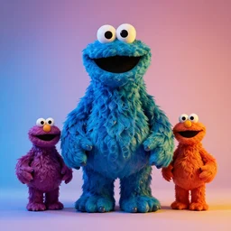 cronenberg flesh monster sesame street cookie monster by wayne barlow and greg rutkowski and donato giancola, action figure, sofubi, studio lighting, colored gels, colored background, xf iq 4, 1 5 0 mp, 5 0 mm, f 1. 4, iso 2 0 0, 1 / 1 6