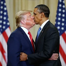 donald trump and barrack obama kissing, 4k realistic photo