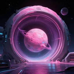 scifi portal entrance, dyson sphere program pink planet, concept art, by greg rutkowski, xray melting colors