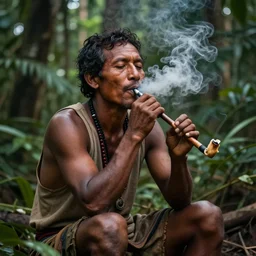 a_beautiful_portrait_of_an_indigenous_man_sitting_in_the_jungle_surrounded_by_smoke_smoking_a_pipe_praying_with_tobacco_mysterious_atmosphere_-H_704_-i_-S_3067148098