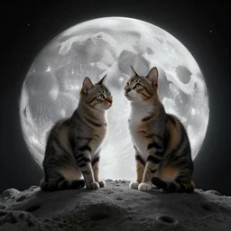 two cats on the moon, futuristic, sci-fi, contrast volumetric light, highly detailed, digital painting, artstation, concept art, sharp focus, illustration, by Evgeny Lushpin