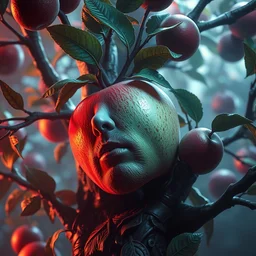 christopher walken as an apple in an appletree, hyper detailed, digital art, artstation, cinematic lighting, studio quality, smooth render, by peter mohrbacher, hajime sorayama, wayne barlowe, boris vallejo, aaron horkey, gaston bussiere, craig mullins