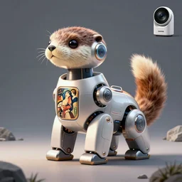 product photo of a futuristic stylized pet robot, kindchenschema, by artgerm and greg rutkowski and marc newson and zaha hadid, alphonse mucha, zaha hadid, samsung apple webcam, sci - fi, otter fennec inspired. side view, volumetric light, detailed, octane render, midsommar - t