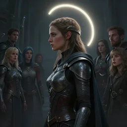 ( side profile ) concept art by thomas blackshear, imogen poots as galactic templar, light halo, gloomhaven, matte painting, extremely emotional, octane render, realistic shaded lighting poster by hsiao ron chen, artgerm, lawren harris, eve ventrue, magali villeneuve, jeremy lipkin, rob rey, christophe vacher
