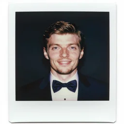 super awesome head to shoulder portrait colored polaroid film photograph of vaporwave max verstappen, miami vice, super classy. stylish. bowtie. bowtie. smile. super resolution. extremely detailed. polaroid 6 0 0 film. by annie leibovitz and richard avedon