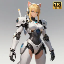 catgirl waifu mech by craig mullins and noah bradley, character concept art, trending on artstation, high quality digital art, 4 k uhd, digital illustration, waifu mech