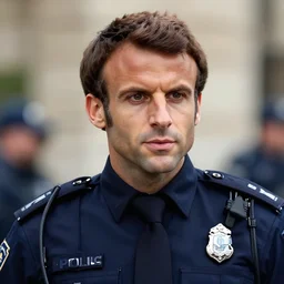policeman emmanuel macron, highly detailed, digital art, sharp focus, trending on art station