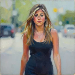 Nicole Aniston, painting by phil hale, 'action lines'!!!, graphic style, visible brushstrokes, motion blur, blurry