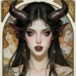 hyper detailed masterpiece succubus girl enchantress by donato giancola and tom bagshaw, face by artgerm and edmund leighton, and alphonse mucha, trending on artstation, colorful, psychedelic aesthetic, ornate, background by gustav klimt, 8 k, biomechanical, majestic, volumetric lighting, porcelain skin, concept art, sharp focus