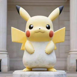 a large marble statue that looks like pikachu, in London