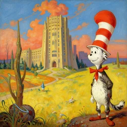 miskatonic university big bang landscape in the style of dr. seuss,'2 0 0 1 a space odyssey ', painting by albert bierstadt