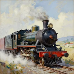 a 1 9 th century steam train in a stunning landscape by ismail inceoglu, oil on canvas big brushstrokes, line art, winning - award masterpiece, fantastic, octane render, 8 k hd resolution, high quality image