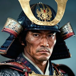 a powerful japanese samurai, detailed face, face symmetry, character concept portrait by moebius and laurie greasley, profile picture, 8 k, cinematic color grading