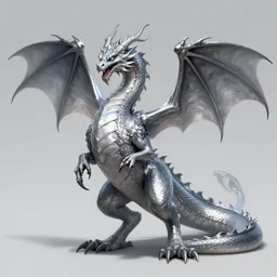full body digital illustration of a distinguished great worm silver dragon by randy Vargas, studio lighting, concept art, matte background, deviantArt, artstation, artstation hq, hd, 4k resolution