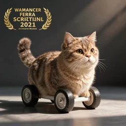 a cute cat with wheels