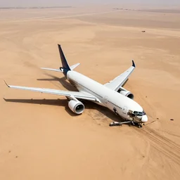 an airbus jetliner crashed in the desert. aerial image of the site. news coverage.