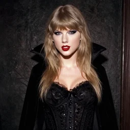 candid photo of taylor swift as a gothic vampire in the 1990s