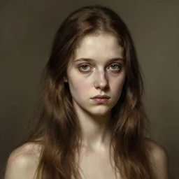 a beautiful portrait of a thin, sickly young woman with long brown hair, by greg hildebrandt