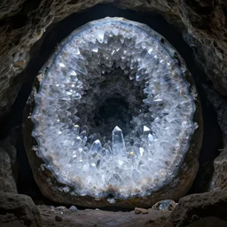 beautiful crystal geode in a cavern, landscape, alex ross, eddie mendoza, raphael lacoste, sebastian ludke, concept art, matte painting, highly detailed, rule of thirds, dynamic lighting, cinematic, detailed, magnificiant landscape, denoised, centerd