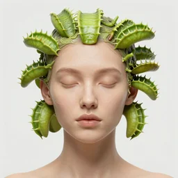 skin concept heads venus flytrap symmmetric face none eyes, headshot portrait, uv map texture, alien, biopunk, plant predator, predator, teeth, many details, guyver style, 3 d, cinematic, hyper realism, high detail, trending on artstation, sharp, hyperrealistic, octane render, art by hans giger