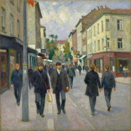 a oil painting of a busy street by otto dix,