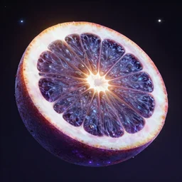 Trending on artstation. Digital painting. A cosmic slice of fruit. Unreal engine render.