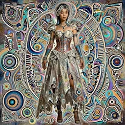 concept art of asian female Void Walker, slavic style dress, corset, full body, Realistic, nebula background, intricate details, colourful, by Jason Chan