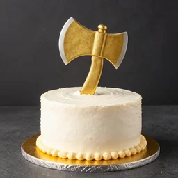 birthday cake with golden axe