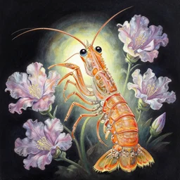 mantis shrimp faerie. gouache painting by award - winning mangaka, chiaroscuro, bloom, backlighting, intricate details