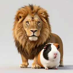 portrait of a lion guinea, hybrid chimera mix between a lion and a guinea pig, concept art, smooth, fine lines, natural geographic wildlife, biology book illustration by greg rutkowski, greg hildebrandt, tim hildebrandt