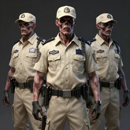( ( beige ) ) undead uniform and caps zombie security officers trending on artstation very high detail 4 k 8 k hd