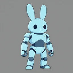 a rabbit robot warrior, artstation, by hayao myazaki, concept art, digital art, light blue, 2 - dimensional, 2 d