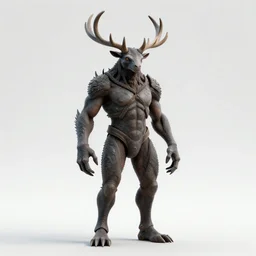 humanoid figure monster with antlers, highly detailed, digital art, sharp focus, trending on art station, kentaro miura manga art style