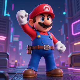 Cyberpunk, Luchador, Paper Mario rendered by unreal engine 5
