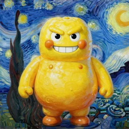 painting of a giant angry stay puft marshmallow man in the style of starry night by vincent van gogh intricate detail,