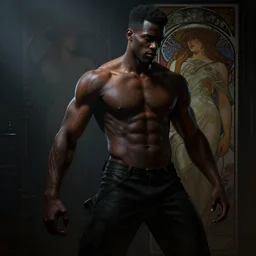 a photorealistic dramatic fantasy render of a fit lightskinned black man, artgerm, greg rutkowski, alphonse mucha, beautiful dynamic dramatic dark moody lighting, shadows, cinematic atmosphere, artstation, concept design art, octane render, 8 k
